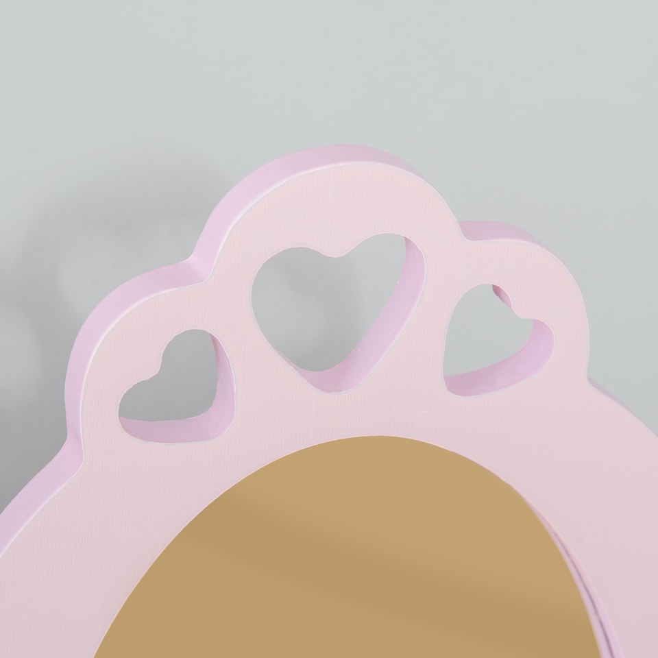 image 1 of HOMCOM Kids Vanity Table & Stool Girls Dressing Set Make Up Desk with Mirror | Pink