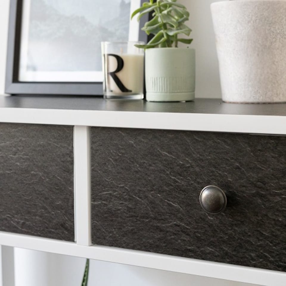 image 1 of Sticky Back Plastic Black Slate Matt Stone Effect Kitchen Self-adhesive Vinyl Wrap for Cupboards, Doors and Worktops 67.5cm x 5m - d-c-fix
