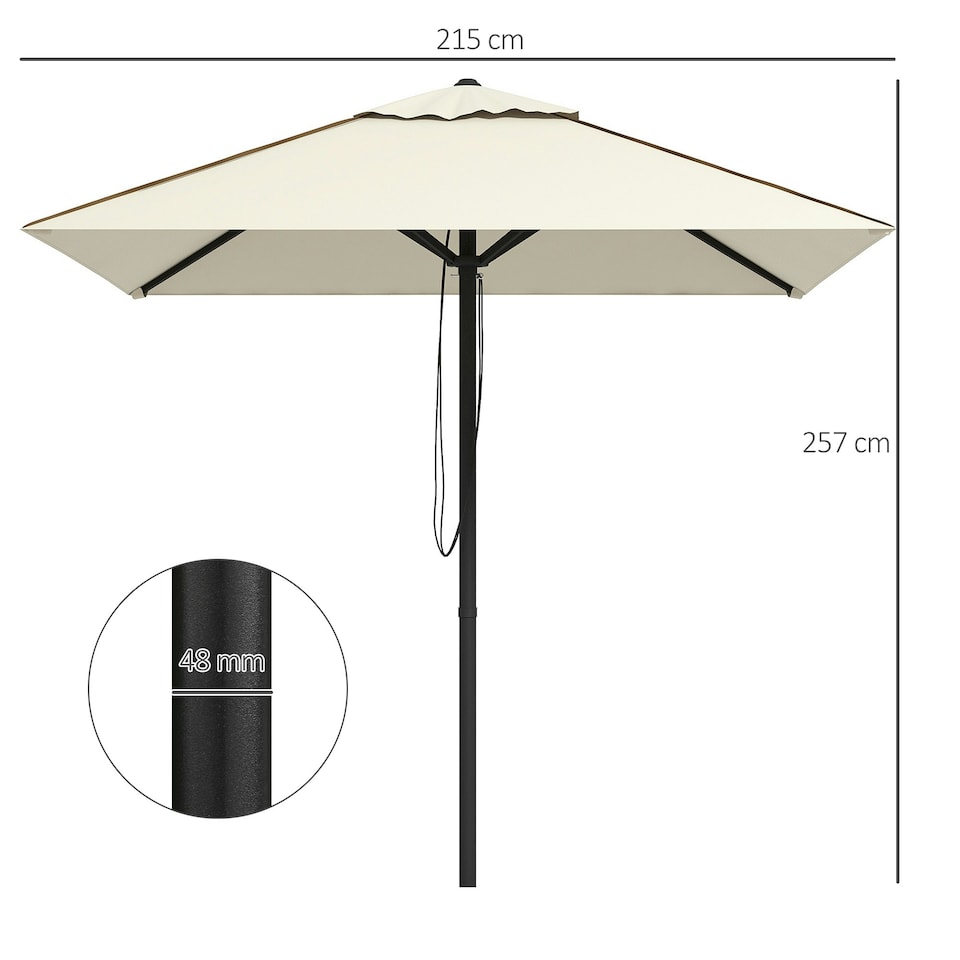 image 1 of Outsunny Sun Parasol with Vent, Table Umbrella for Patio, Garden, Pool, Beige