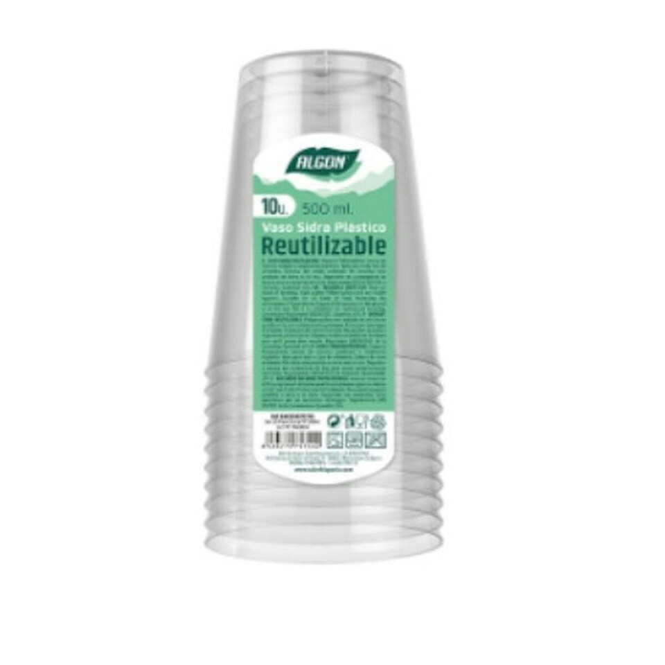 image 1 of Set of reusable glasses Algon Transparent Cider 500 ml 10 Units N/A