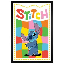 Black Wooden Framed Stitch (Chequered Stitch) Maxi Poster