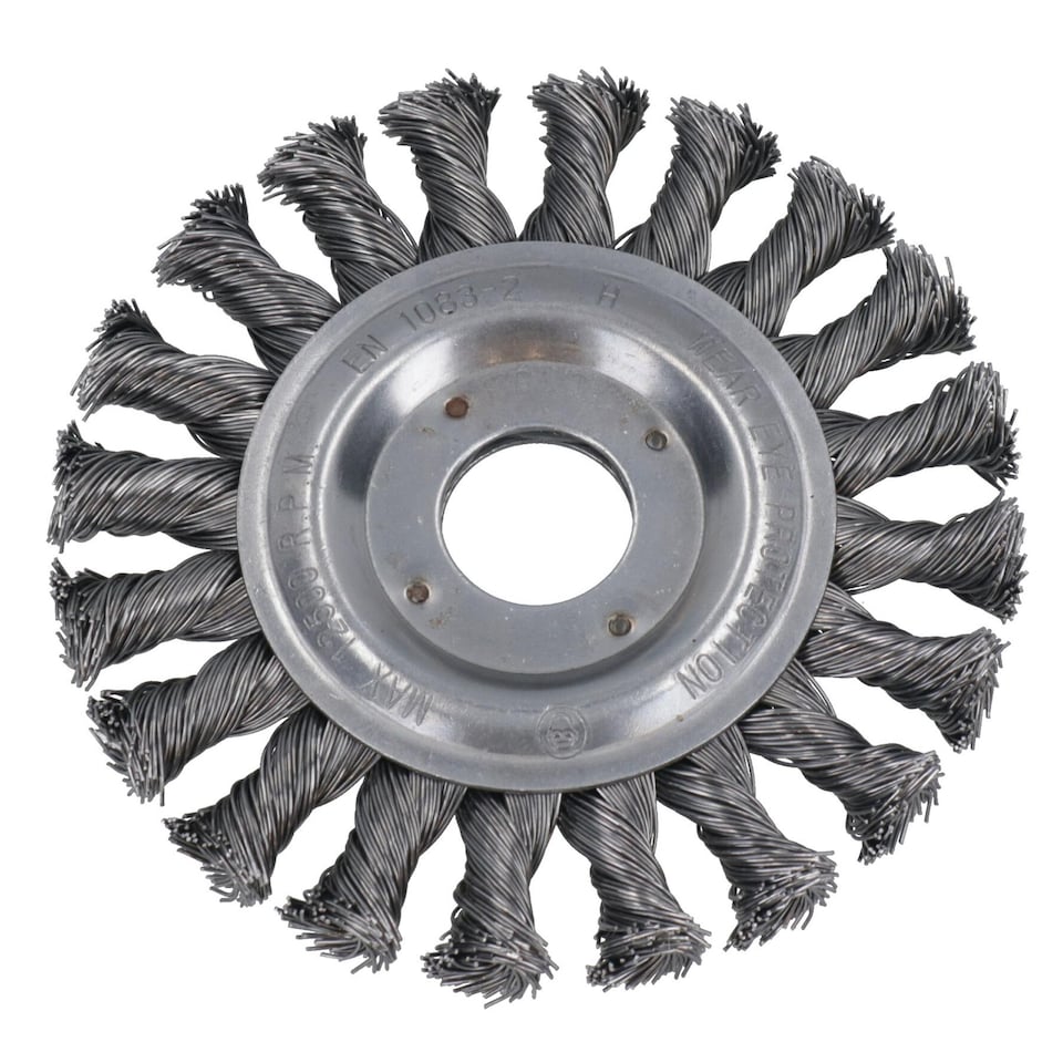 image 1 of Flat Twist Knot Wire Wheel Brush 115mm 22.2 Bore Deburring Angle Grinder TE579