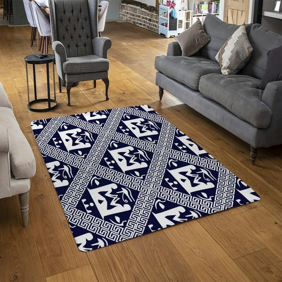 image 1 of Egyptian Hieroglyphs in Navy (Rug) Blue | Small: 60x110cm