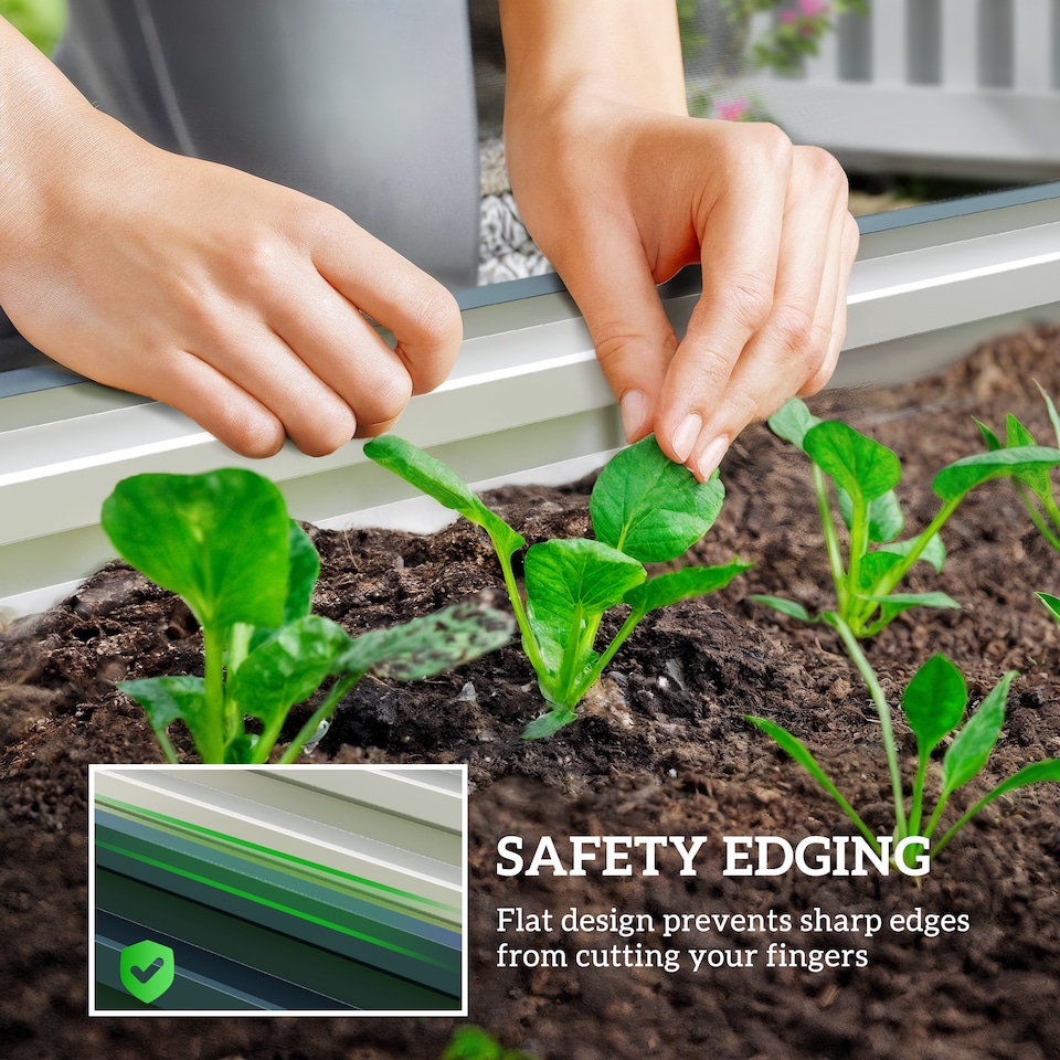 image 1 of Outsunny Set of 2 Raised Garden Bed Galvanised Planter Box, Green