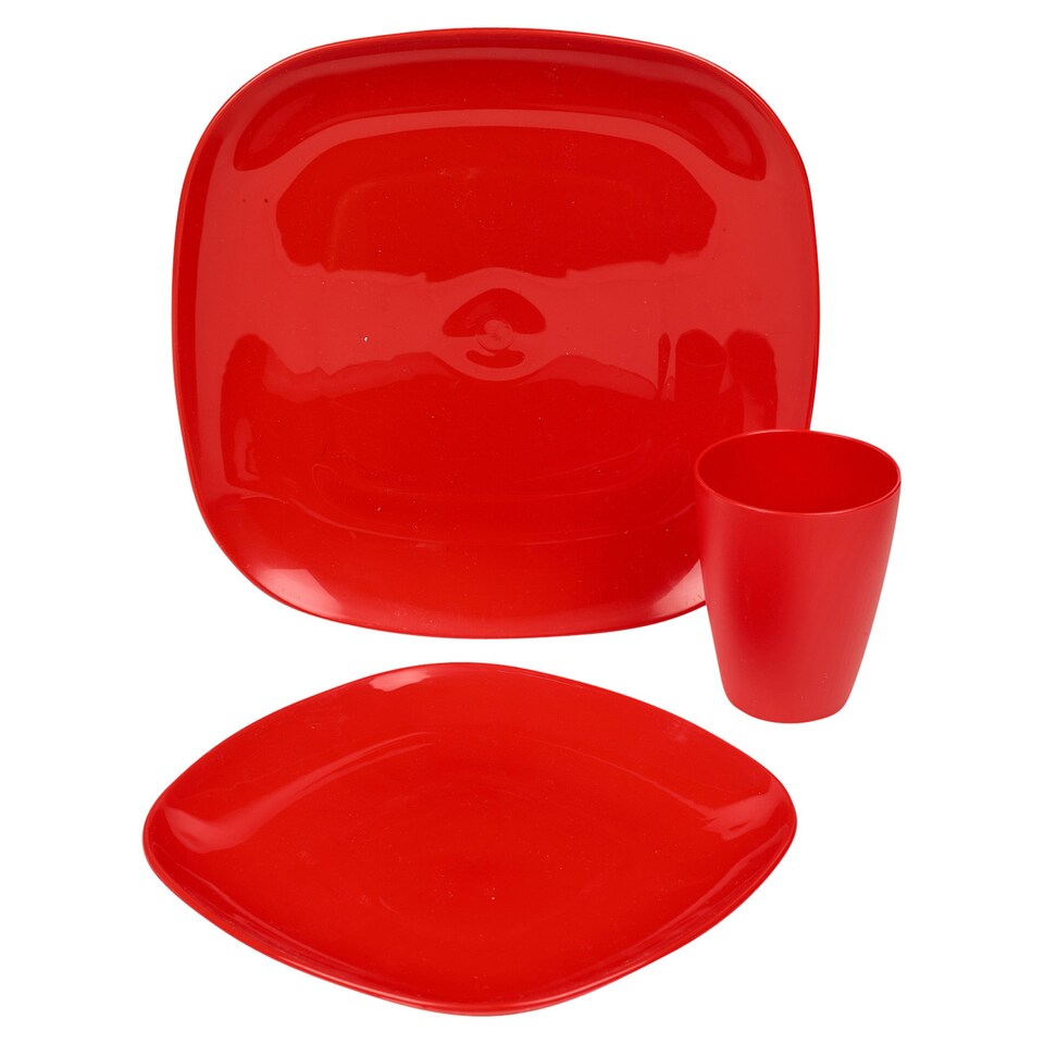 image 1 of 12pc Plastic Dinner Set | Multi | 1