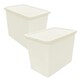 image 2 of 3 x 80L Cream Rattan Design Large Strong Spacious Home Office Containers With Lids Cream