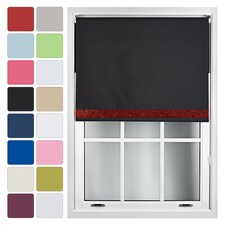 FURNISHED Blackout Roller Blinds with Red Glitter Trim Made to Measure | Black | Black | (W) 150cm x (L) 165cm