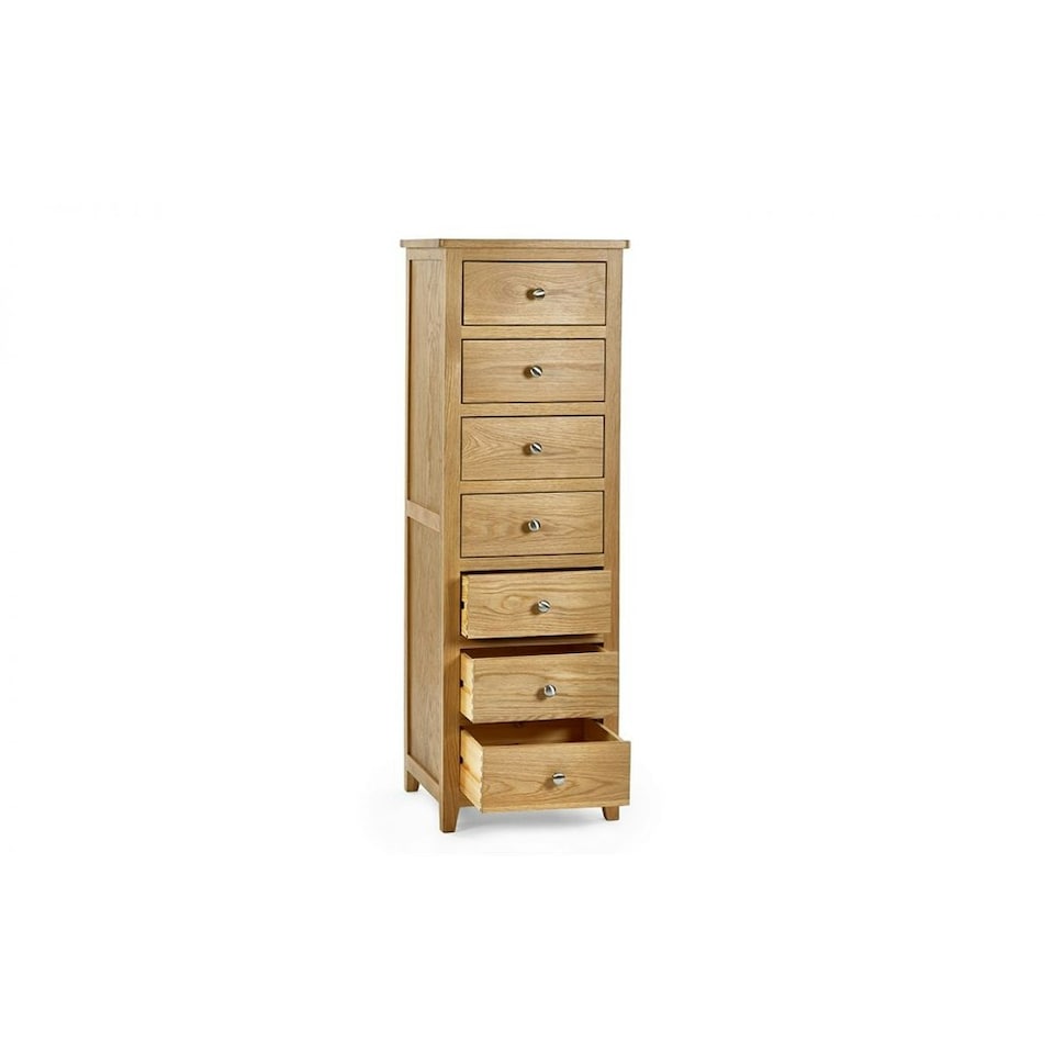 image 1 of Solid Oak 7 Drawer Narrow Chest - FSC Mix