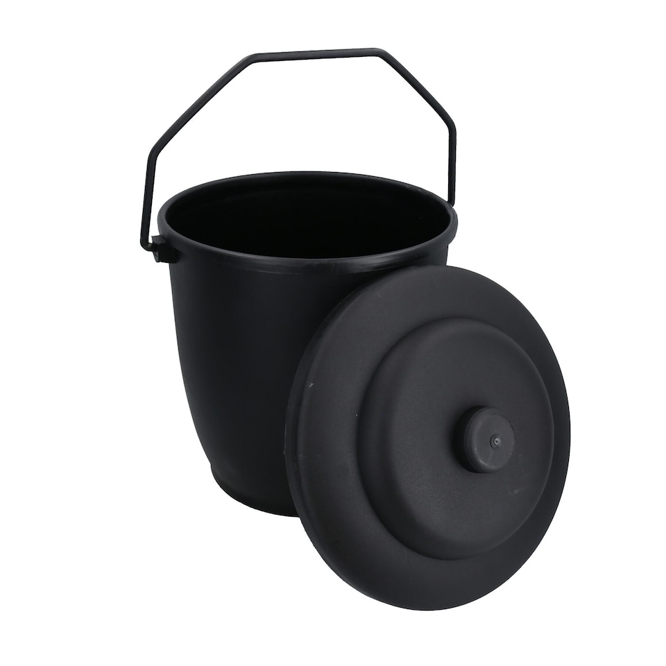 image 1 of Coal Bucket & Lid Black Plastic Ash Tidy Bin Coal Carrier Fire Log Burner Kindling
