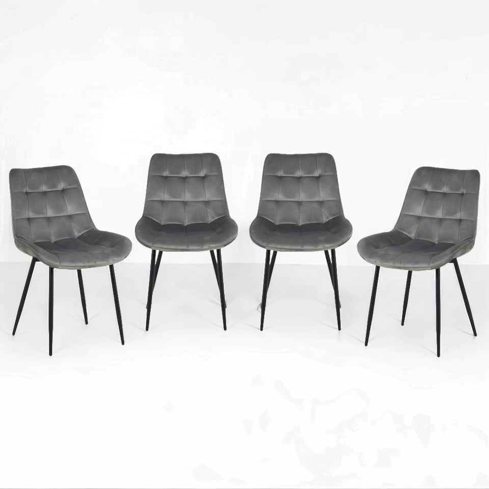 image 1 of Erica Plush Velvet Comfort Dining Chairs - Set of 4 Grey