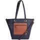 image 1 of London Leathergoods Womens Premium Genuine Leather Large Shoulder Tote Handbag with Contrasting Colours | Blue | Navy/Tan