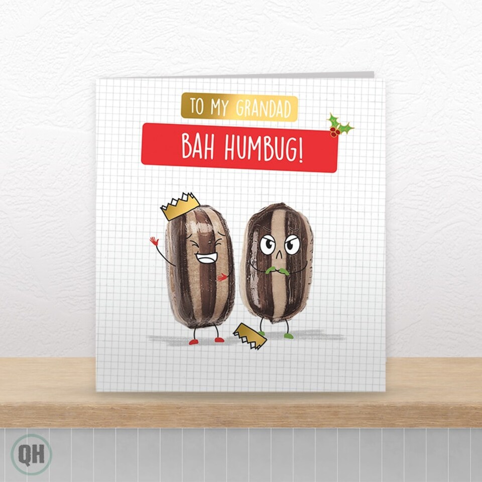 image 1 of To My Grandad BAH HUMBUG! Funny Gold Foiled Christmas Card
