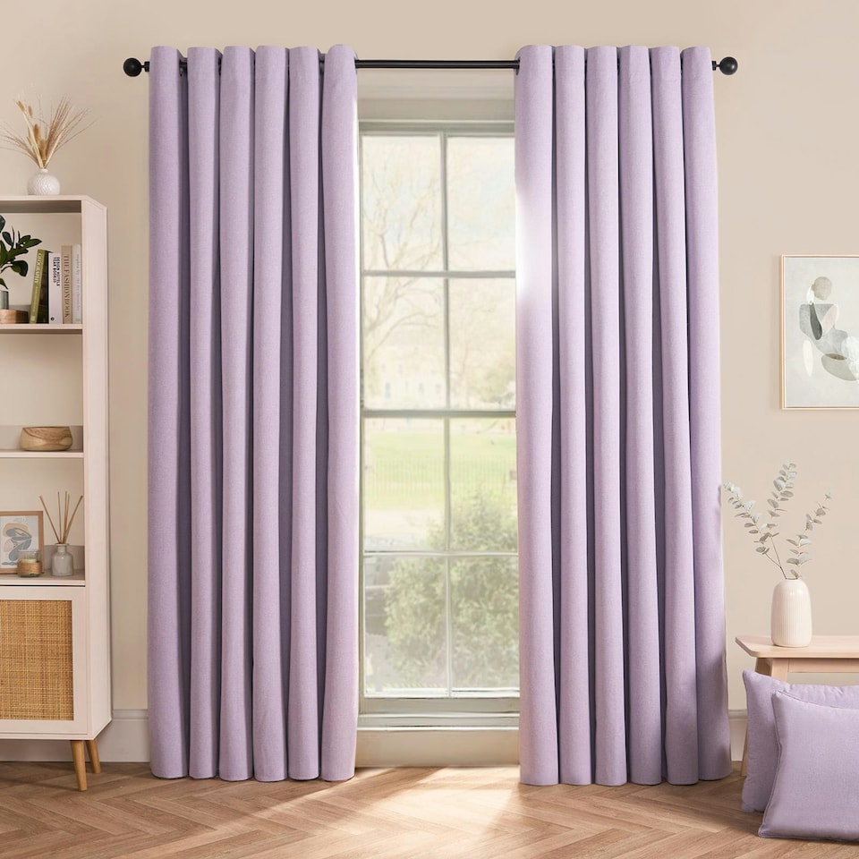image 1 of OHS Woven Textured Blackout Eyelet Curtains, 46x54" - Lavender