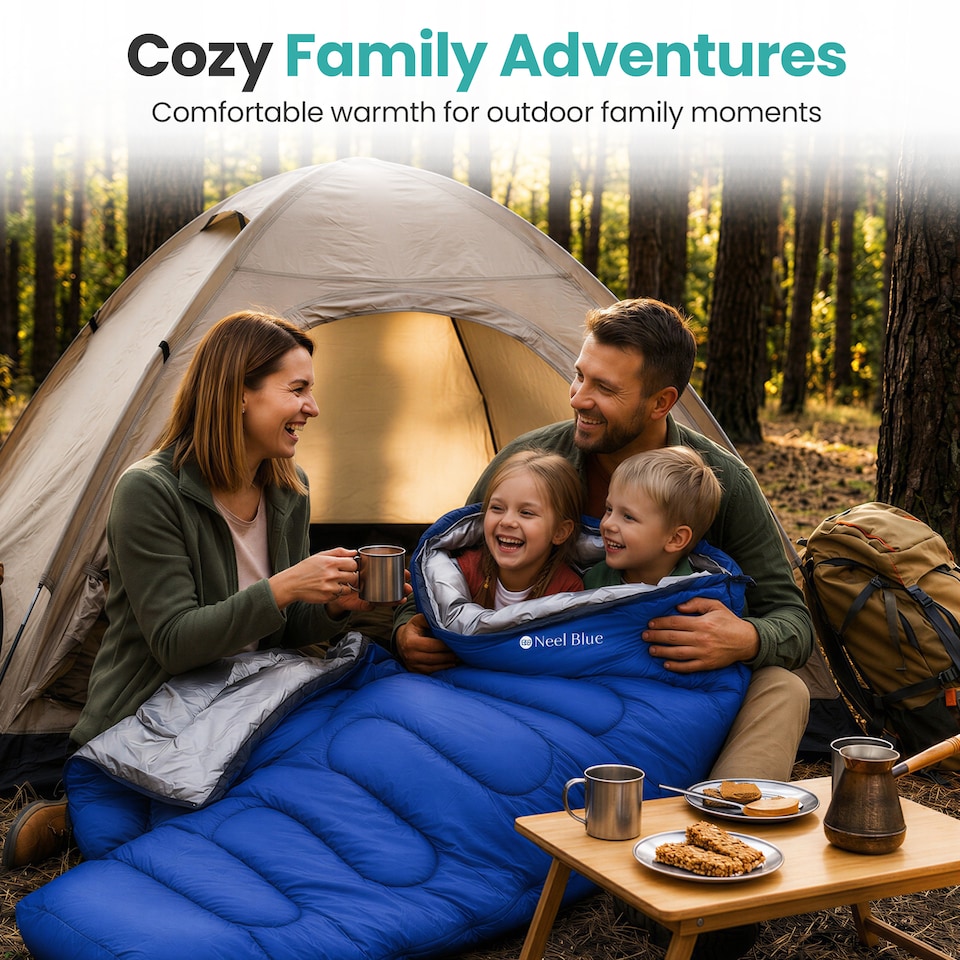 image 1 of 350GSM Mummy Waterproof Sleeping Bag with Hood, 6ft Adults - 3-4 Season