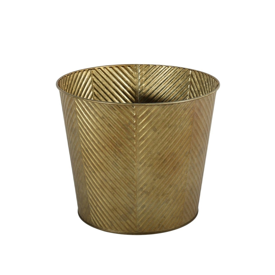 image 1 of Gold Antique Wash Zinc Planter - (H16 x W19cm) Gold