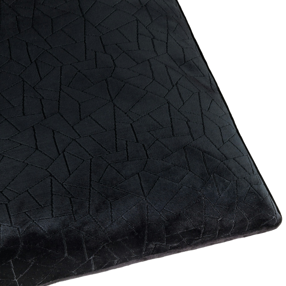 image 1 of Hoem Malans Cut Velvet Piped Black Filled Cushion 45 x 45cm | Multi