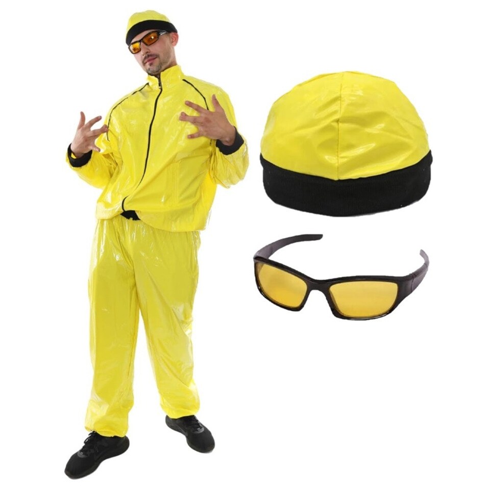 image 1 of 90's Rapper Costume - Yellow Hat & Glasses Yellow | L