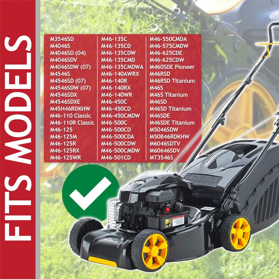 image 1 of SPARES2GO Blade for McCulloch M4046 M4546 M46 M50 Lawnmower Metal Combi Grass Cutter (46cm)