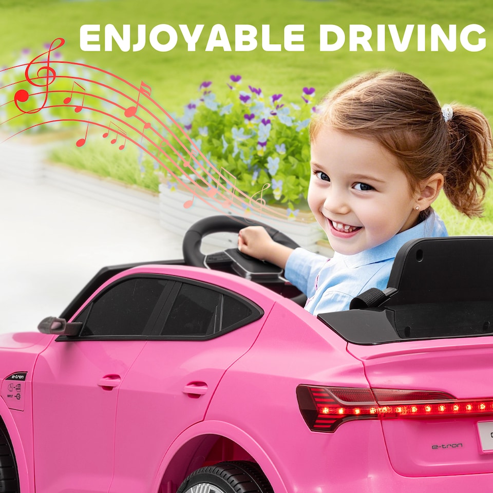 image 1 of HOMCOM 12V Kids Electric Ride-On Car/ w Remote Control, Lights, Music - Pink