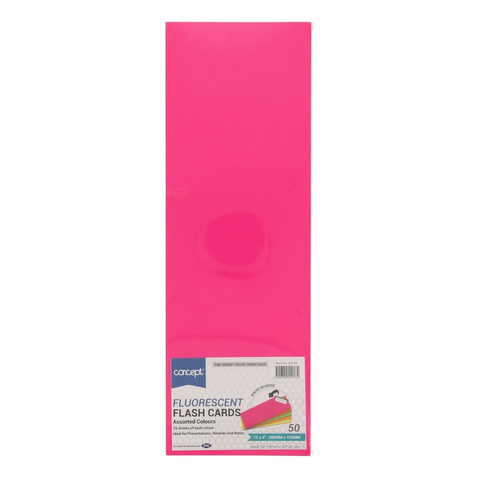 image 1 of Pack of 50 12"x4" Fluorescent Flash Cards by Concept
