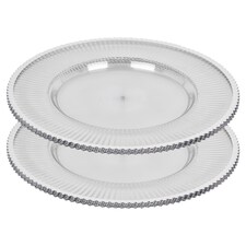 Clear Fluted Charger Plates Silver Gold Wedding Tableware Underplates | Silver | Silver | Set of 12