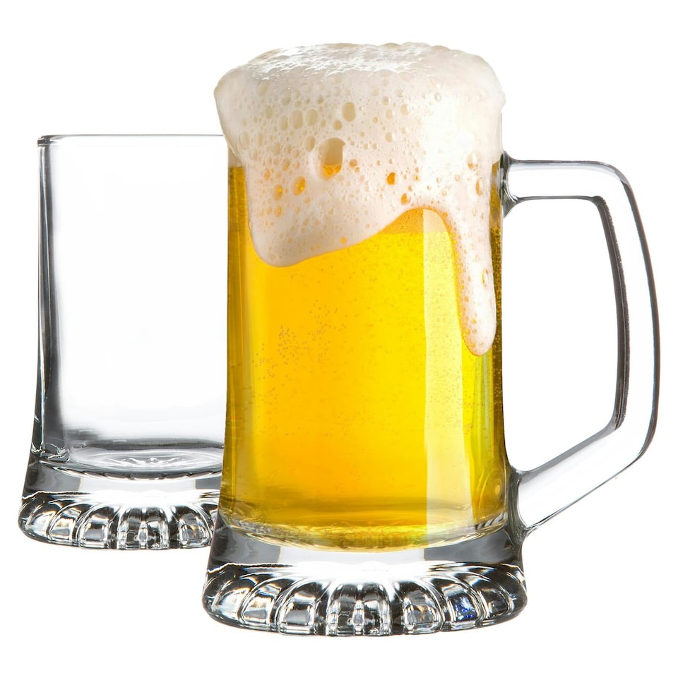image 1 of Bormioli Rocco Stern Tankard Glass Beer Mugs - 270ml - Pack of 2 Clear