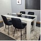 image 2 of Dining Table and 4 Chairs Set White Black Table With 4 Black Velvet Chairs Dining Room Furniture