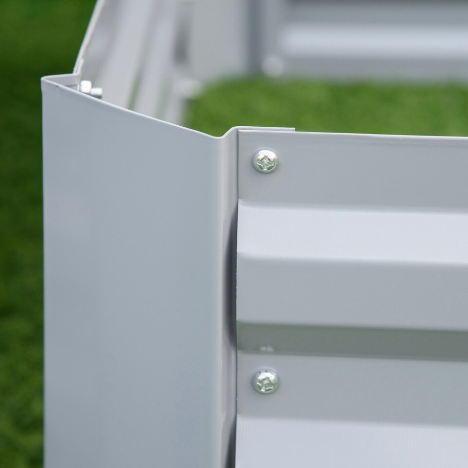 image 1 of Outsunny Set of 2 Raised Garden Bed Galvanised Planter Box Grey