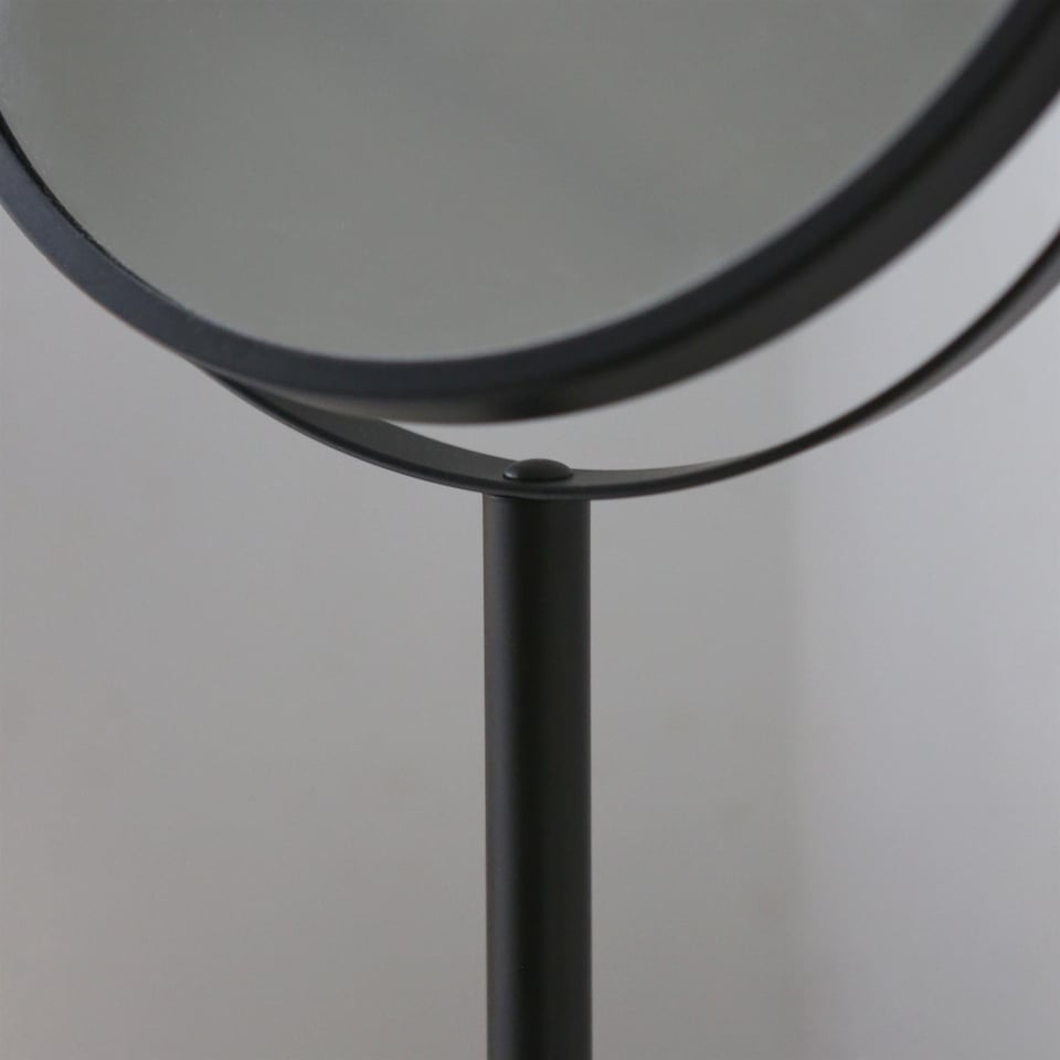 image 1 of Harbour Housewares Pedestal Mirror - 18.5cm x 34.5cm - Black | Black | Black