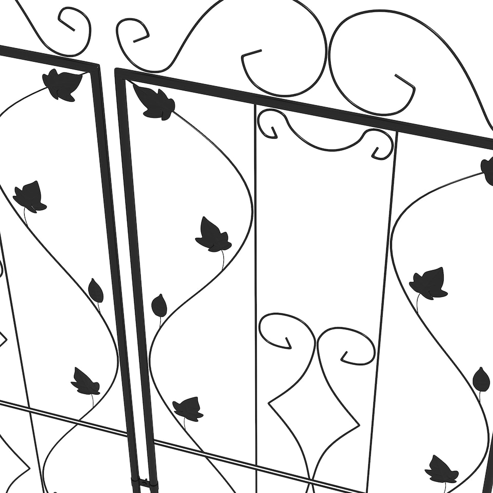 image 1 of Outsunny Set of 2 Metal Trellis for Climbing Plants, Leaf Design, 50 x 181cm