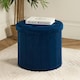 image 1 of OHS Matte Velvet Soft Round Foldable Footstool Seat Storage Organiser Ottoman Blue | Teal