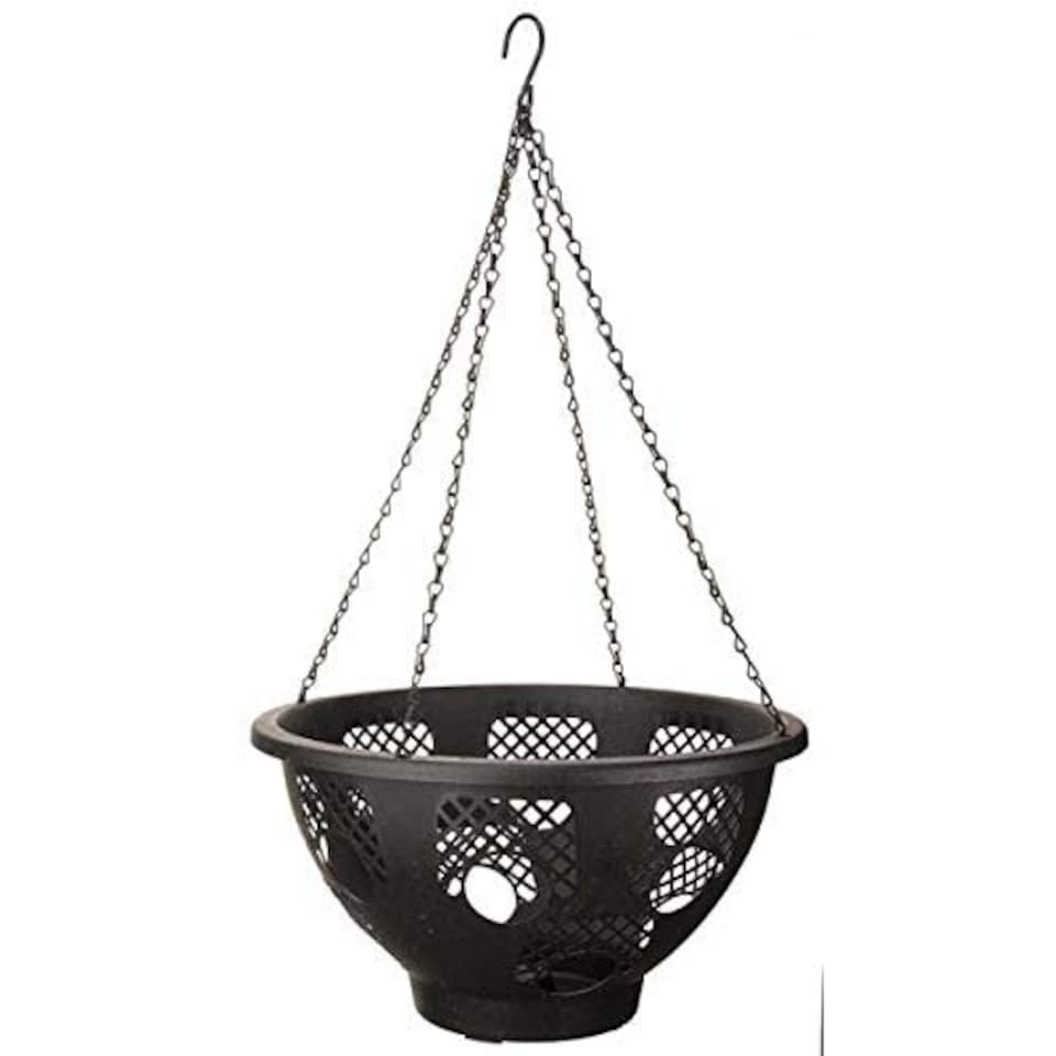 image 1 of Marco Paul Black Plastic Hanging Basket 15" Black
