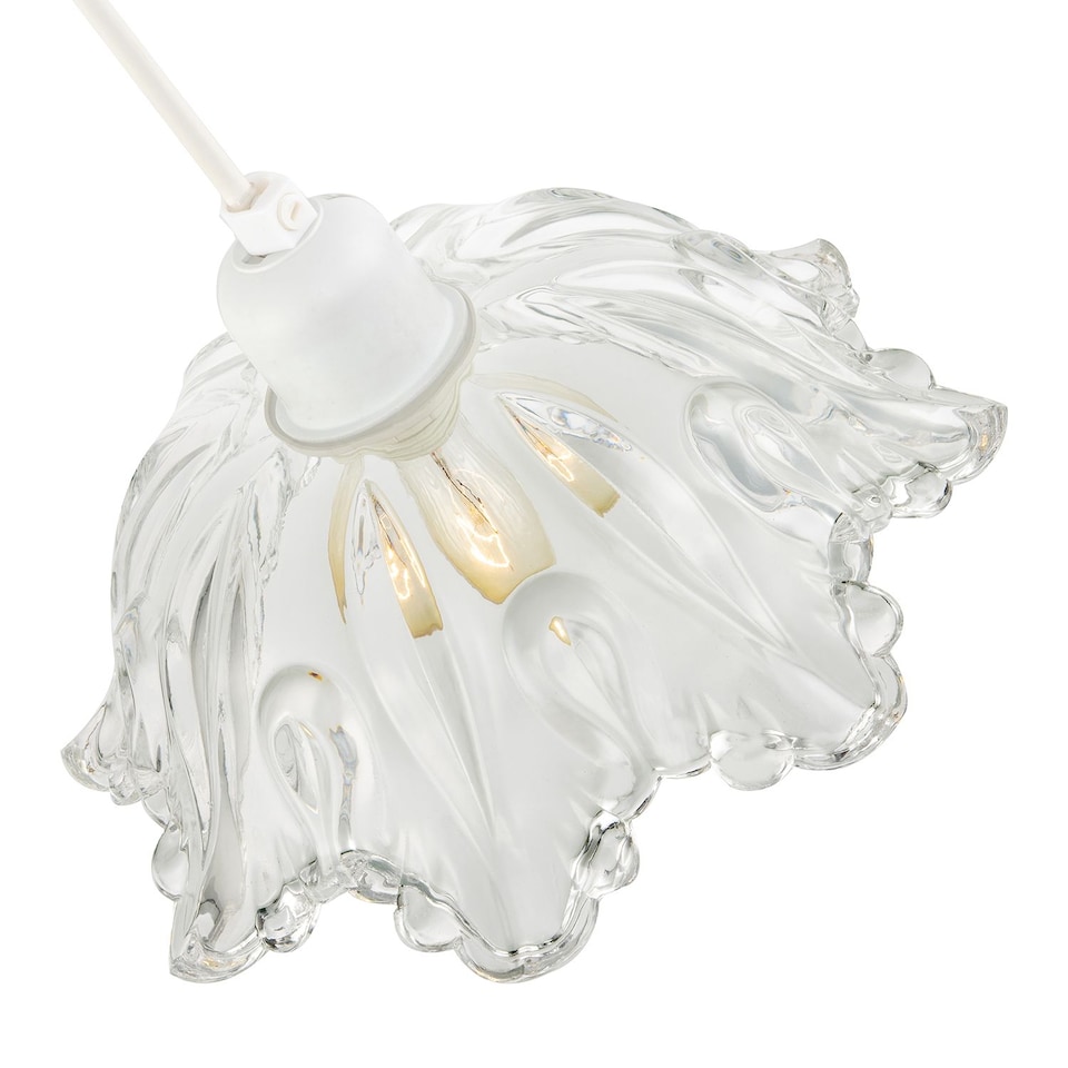 image 1 of Modern Scallop Rimmed Moulded Clear Glass Pendant Ceiling Light Shade