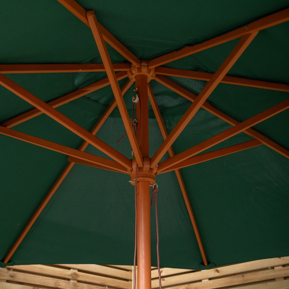 image 1 of Samuel Alexander 2.7m Outdoor Wooden Garden Parasol Sun Shade with Carry Bag in Green