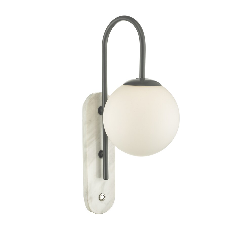 image 1 of Deuce Bathroom Wall Light Marble Opal Glass IP44