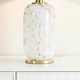 image 1 of ValueLights India Gold Metal and White Confetti Glass Table Lamp with Forest Green Drum Lampshade