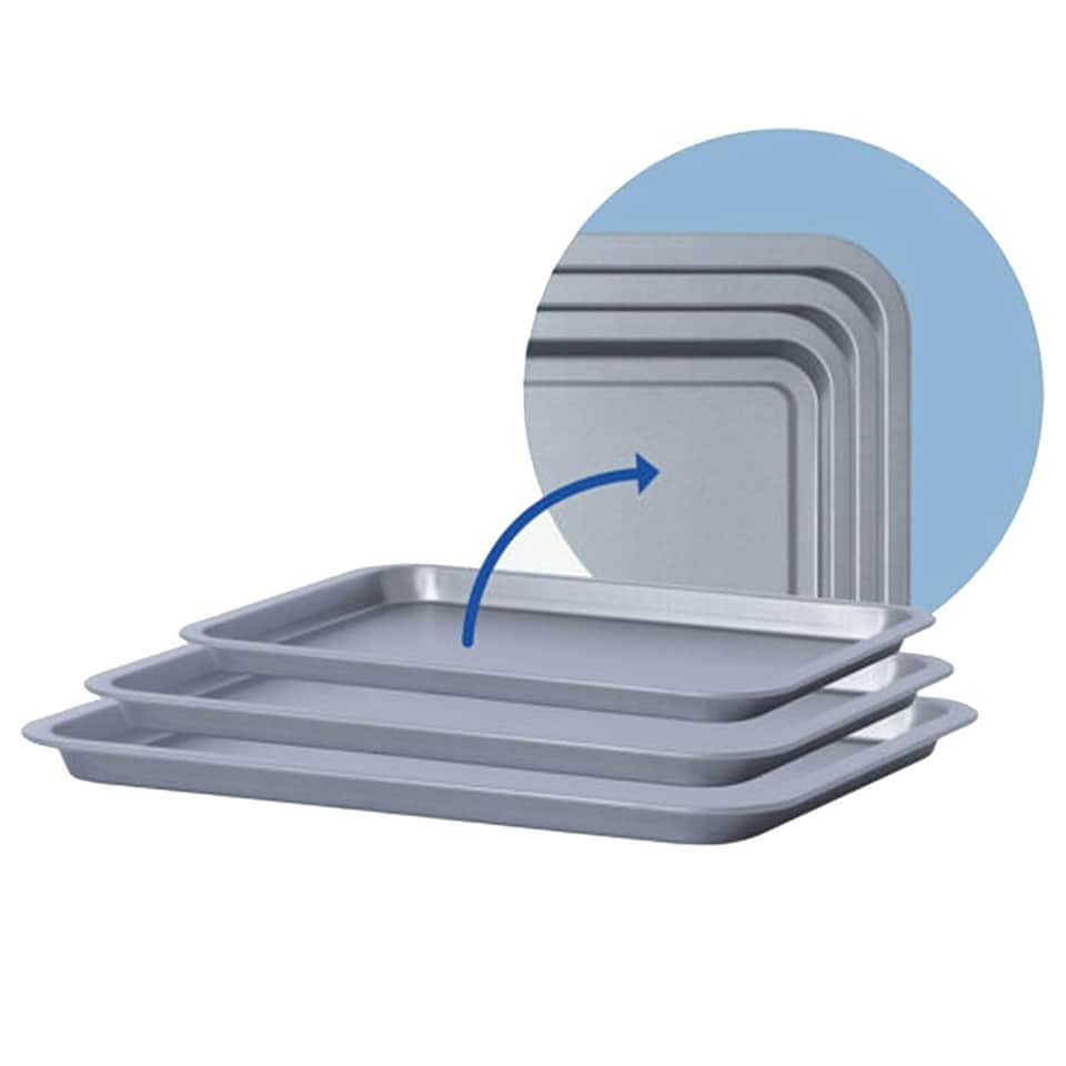 image 1 of Easy to Clean 6 Pack Non-Stick Oven Baking Tray Set 35cm x 31cm & 28cm