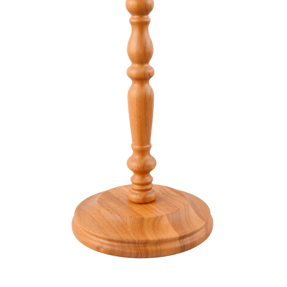 image 1 of Classic Oak Wooden Standing Floor Lamp Base with Intricate Pole Design