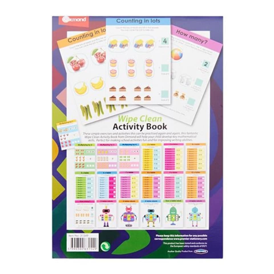 image 1 of A5 22 Pages Wipe Clean Activity Multiply Book With Pen by Ormond