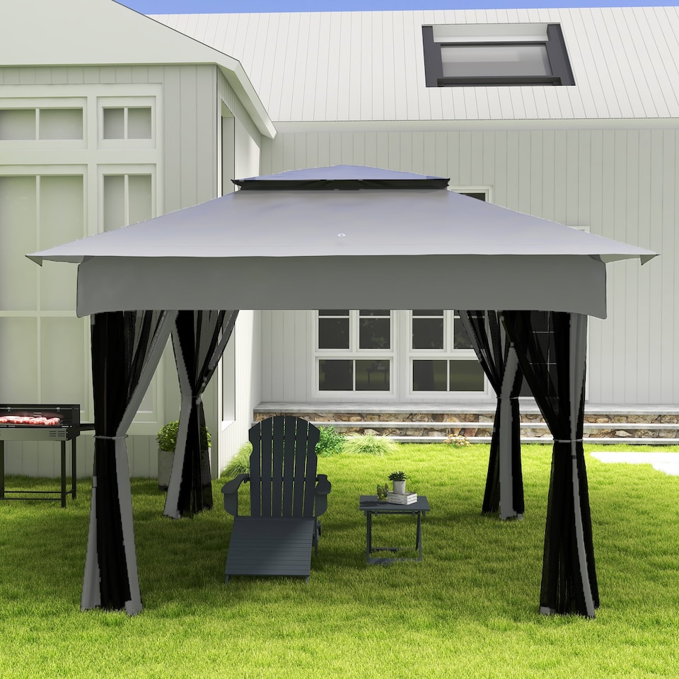 image 1 of Outsunny BBQ Rotisserie Charcoal Spit Roasting Machine w/ 3-Tier Grill Grate