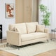 image 7 of HOMCOM Modern 3 Seater Sofa, Linen Fabric Sofa Couch Living Room Beige White