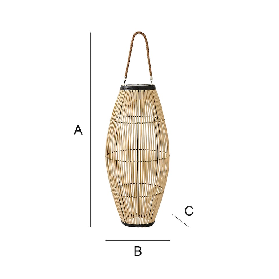 image 1 of ValueLights Solar Powered Outdoor Natural Bamboo Floor Lamp with Drum Shade | Cream