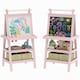 image 1 of AIYAPLAY Art Easel for Kids with Paper Roll, 3 in 1 Kids Easel Double-Sided Magnetic Whiteboard and Chalkboard with Storage Baskets, for Children 3-6 Years | Pink | Pink