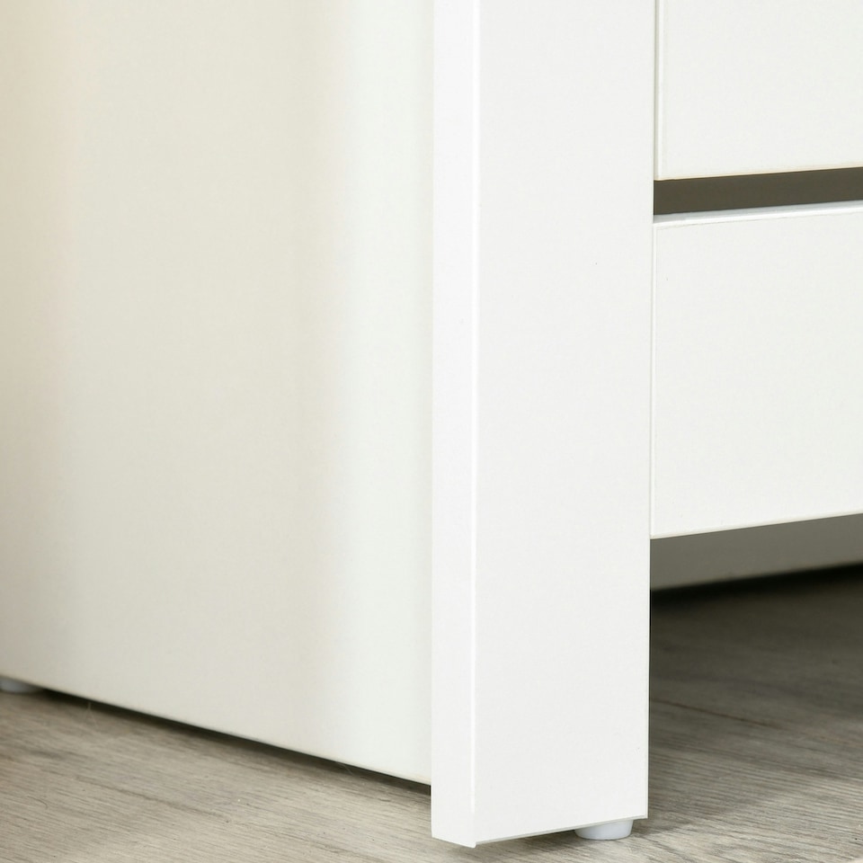 image 1 of HOMCOM 12-Shoe Storage Cabinet 4 Shelves 2 Drawers Tabletop 4 Legs Modern White
