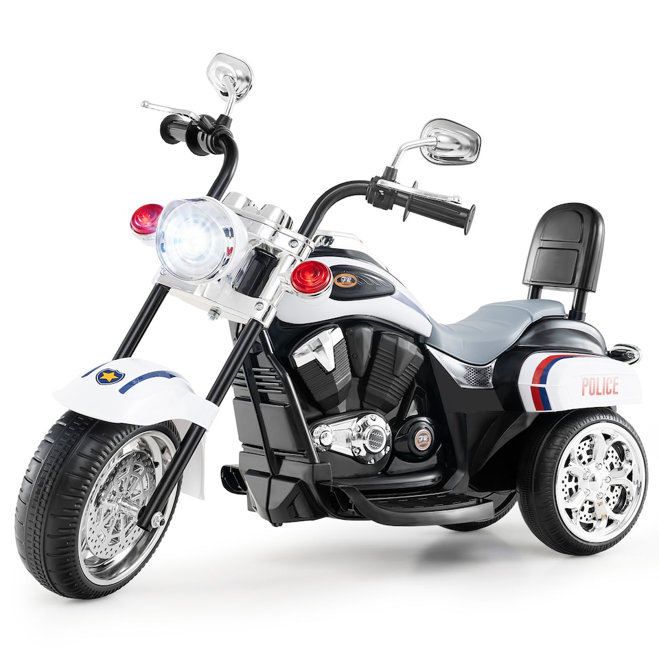 image 1 of COSTWAY Kids Motorcycle 6V Battery Powered 3-Wheel White