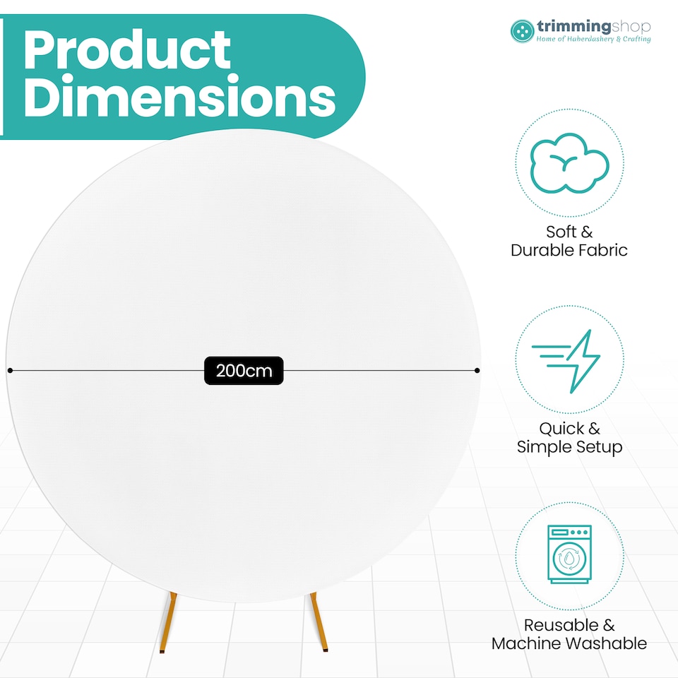 image 1 of 160GSM White Round Arch Backdrop Cover - 200cm