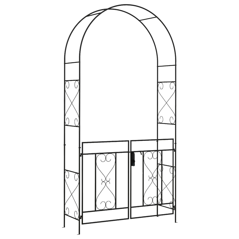 image 1 of Outsunny Metal Garden Arch with Double Gate, Garden Arbor Climbing Plants