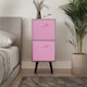 image 3 of Grey 2-Tier 2-Drawer Cube Shelving Unit with Scandinavian Legs | Pink | Light Pink & Black | 1