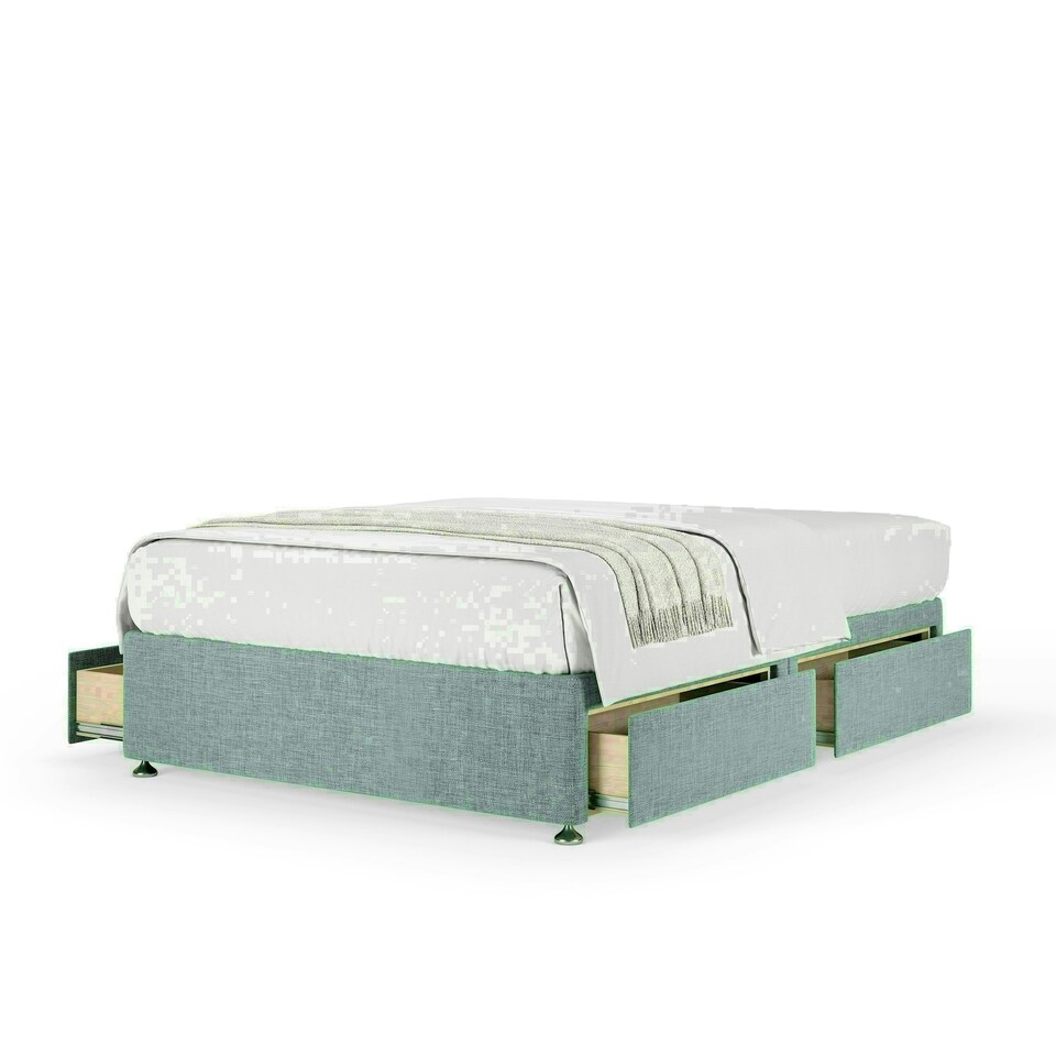 Duckegg Linen 4 Drawer Divan Base King Size