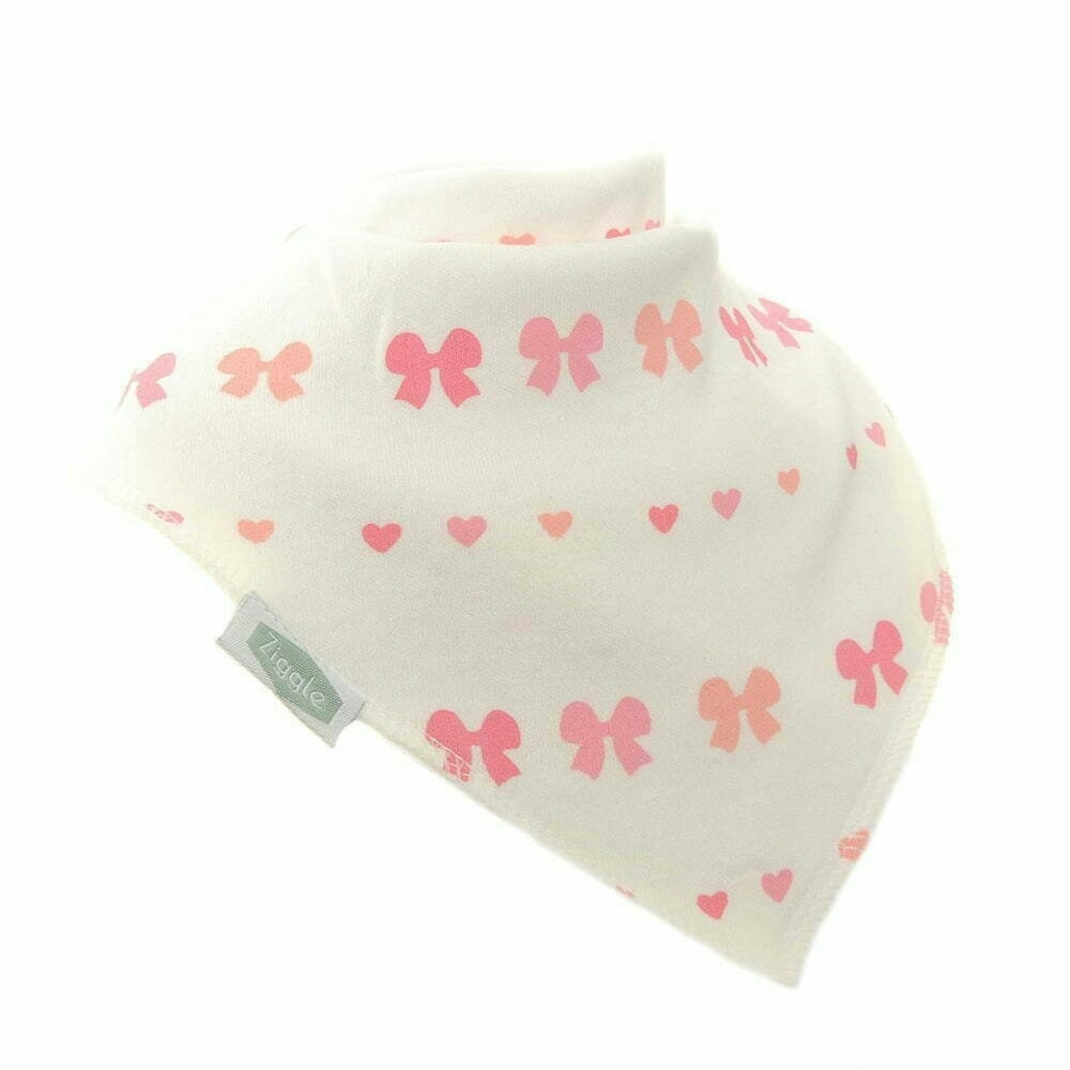 image 1 of Ziggle Bandana Dribble Bibs Hearts and Bows Pack of 4 | Pink | 4